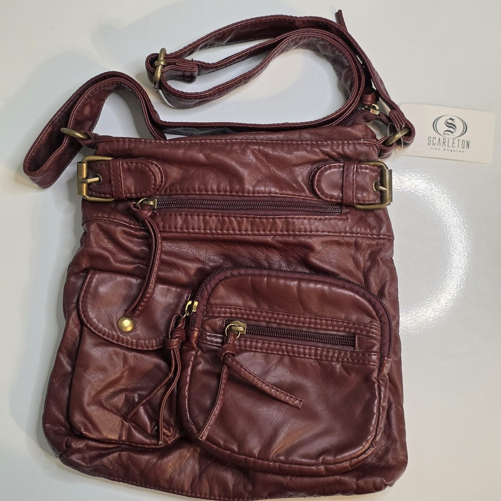 Scarleton‎ Crossbody Bag Women's Purse Adjustable Multiple Pocket Burgundy NWT